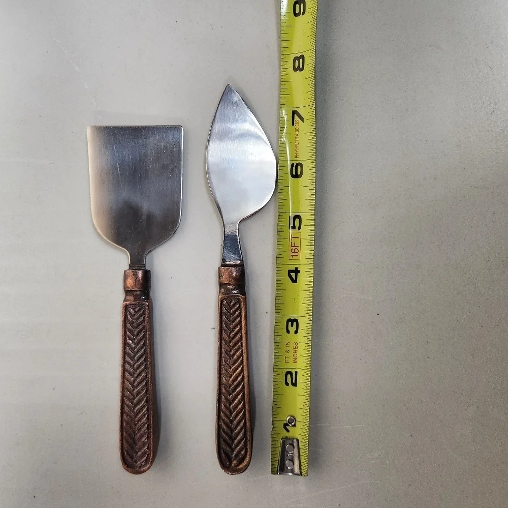 Stainless Steel/Copper Tone Brutalist Rustic Cheese Knives Charcuterie